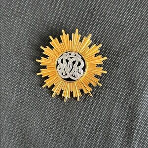 Monet Gold and Silver Sunburst Brooch